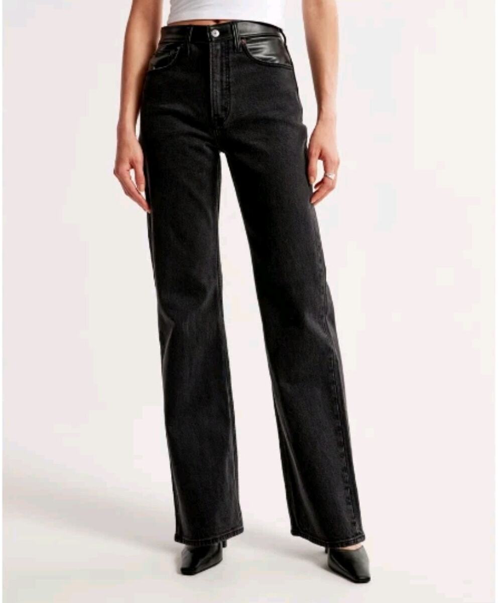 Abercrombie & Fitch Mixed Fabric High Rise 90s Relaxed Jean SZ 27/4r grunge edgy